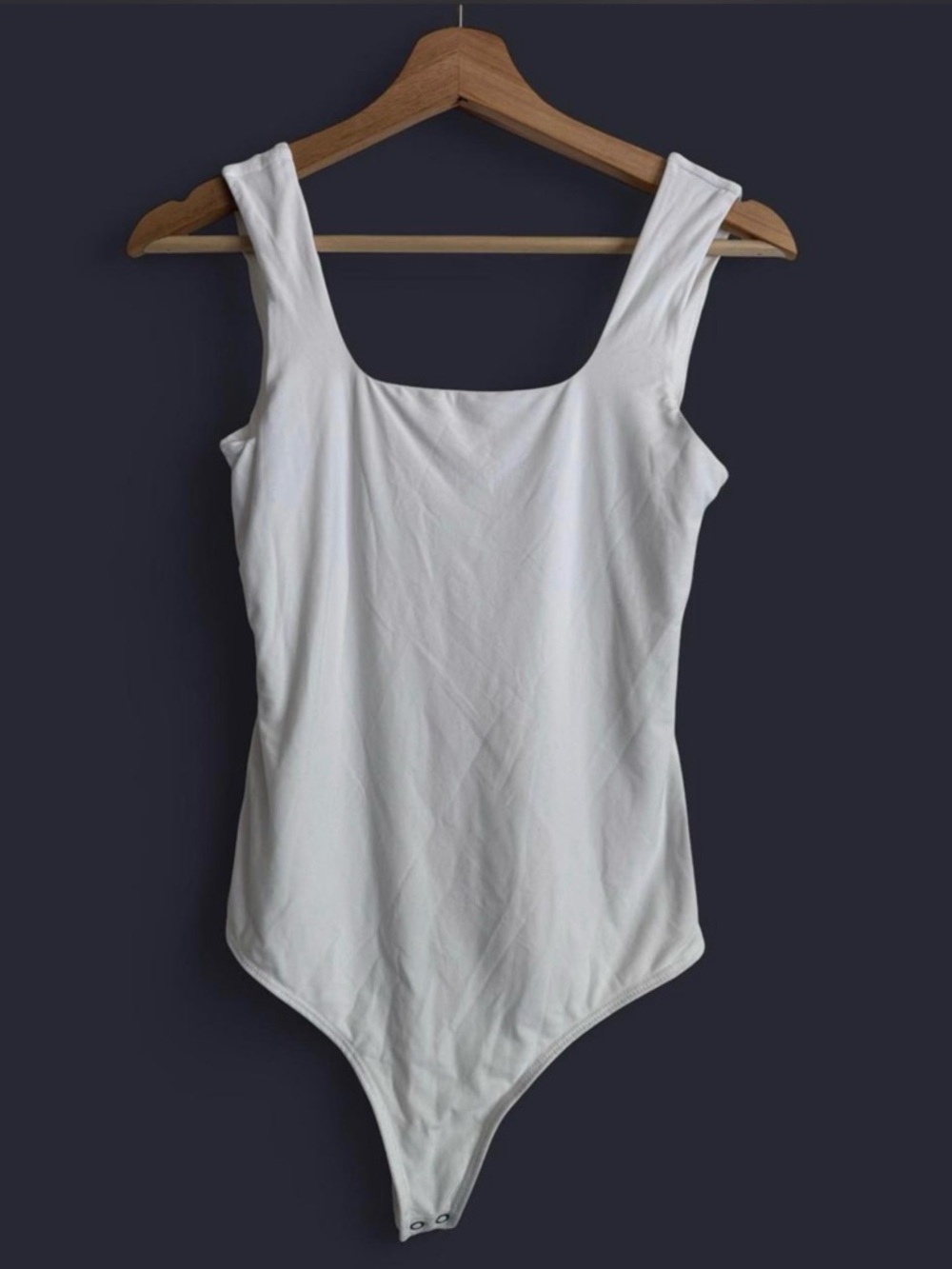 Abercrombie & Fitch White Square-Neck Tank Bodysuit